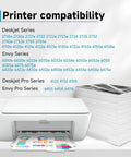 67XL Black And Color Ink Cartridges Combo Pack Replacement For HP DeskJet Printers showing printer compatibility list