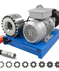 Sciolix 2200W Electric Hydraulic Hose Crimping Machine With 8 Dies For 6 To 25mm ID 35mpa Pressure, top view with motor and dies shown.