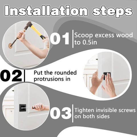 Installation steps for 4 Pack Black Stainless Steel Flush Door Handles For Pocket Doors And Sliding Doors Recessed Finger Pulls
