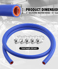 Thickened Silicone Heater Hose Kit With Five Clamps For Engine Coolant And Radiator Vacuum Lines High Temp Reinforced Flexible Silicone Hose Five Feet Long One Half Inch ID For Antifreeze Water And Air.