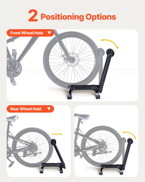 Diagram showing Two Pack Bike Floor Stands For 20 To 27 Inch Mountain And Road Bikes Rust Resistant Alloy Steel Folding Bike Storage Rack