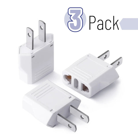 Three Pack EU To US Plug Adapters For European To American Outlets Pocket Friendly Travel Ready Converts Euro Plugs To US Sockets