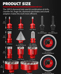 DAYDOOR red 15-piece diamond tile hole saw kit with core drill bits and 4.5-inch diamond grinding wheels.