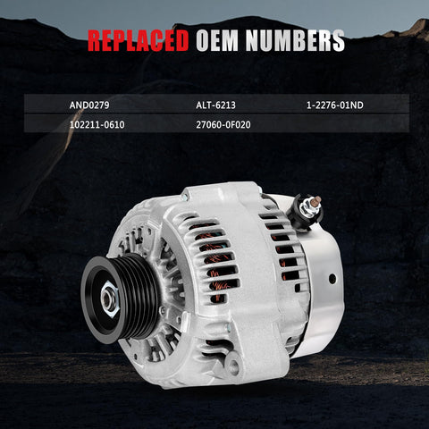 Beefy High Output 100 Amp 12V Alternator For Toyota Tundra And Sequoia V8 From 2000 To 2002 Replacement Replaces 27060-0F020