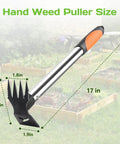 17 Inch Weed Puller Tool 2 In 1 Garden Hoe And Rake For Weeding Uprooting Planting Portable Manual Weeder Size Diagram