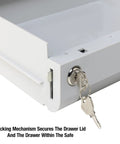 Locking Drawer Accessory With Multi Position Shelf For SFW082 And SFW123 Safes Keeps 0.8 And 1.2 Cu Ft Storage Organized Adds Privacy
