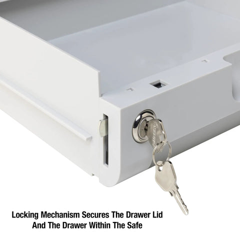 Locking Drawer Accessory With Multi Position Shelf For SFW082 And SFW123 Safes Keeps 0.8 And 1.2 Cu Ft Storage Organized Adds Privacy
