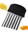 Amazon stainless steel crinkle cutter with ergonomic black handle for veggies and potatoes.