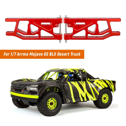 Aluminum Rear Lower Suspension Arms Set For ARRMA Mojave 6S BLX Desert Truck One Seventh Scale Upgrade Red Anodized CNC