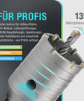 Heavy Duty Concrete Hole Saw Kit With Tungsten Carbide Core Bits And SDS-Plus SDS-Max Shanks For Dry Drilling, close-up view