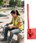 Woman using Tubing Bending Hand Tool With Straight Jaw Pliers For Ductwork And Building Projects outdoors.