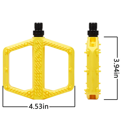 Flat Pedals For Mountain Road And Gravel Bikes Lightweight 154.5 Grams Each Wide Foot Surface Nine Sixteenth Inch Thread