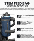Cosmic Blue 1.6L Adjustable Handlebar Stem Bag With Zipper Pocket Weather Resistant Ripstop Secure Cord Quick Access MTB EBike