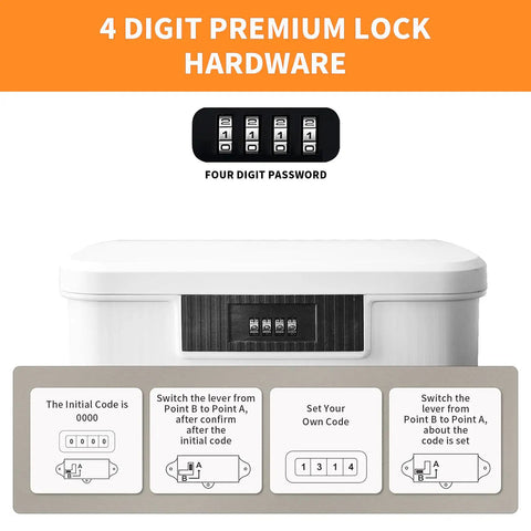 Solid Heavy Duty Lockable Storage Container Bin With Easy Combo Lock Secure File Organizer Box For Home Office Gear Built Tough Plastic Tote In White Finish