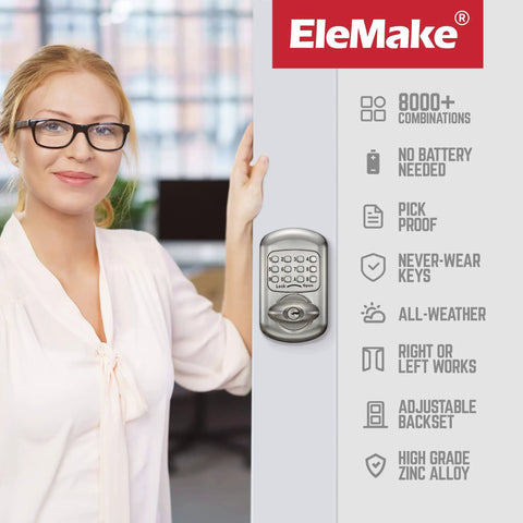 Keyless Mechanical Deadbolt Door Lock With Keypad Zinc Alloy Construction Sabbath Lock For Shabbos 100 Percent Mechanical