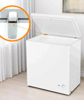 Chest Freezer Hinge Replacement Spare Parts For Refrigerator And Freezer Repair DIY Friendly Easy Install Top Cover Door Accessory Durable Reliable Hinges For Quick Fixes And Longer Life shown installed on a white chest freezer in a room.