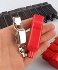 Hand holding red Heavy Duty 20 Amp Insulated Spring Loaded Alligator Clips For Electrical Testing, Truck Battery Connection