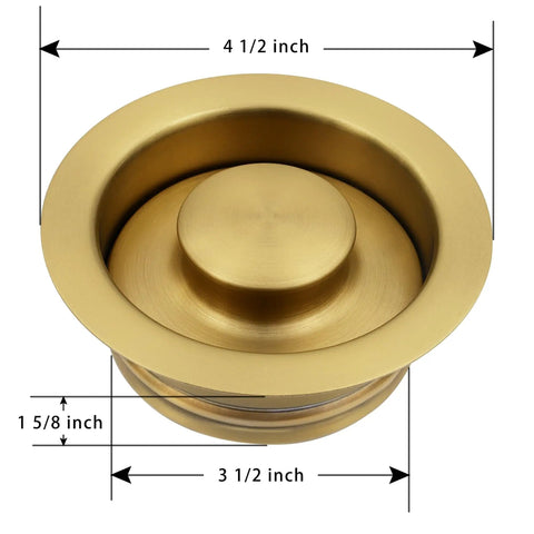 Golden Stainless Steel Garbage Disposal Flange And Sink Stopper For Three And One Half Inch Drain Hole Dope Frosted Gold Finish