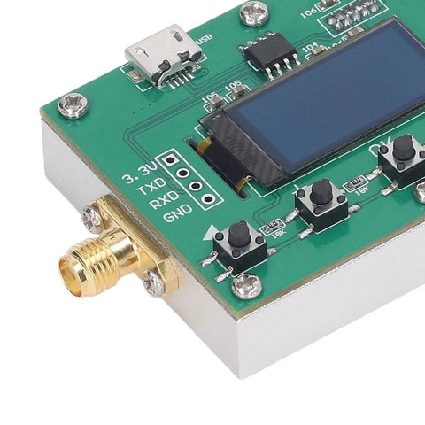 Programmable RF Attenuator Module With 6GHz Range, Digital Attenuation, OLED Display, 0.25dB Step Precision, 0 To 30dB Adjustable, close-up of connectors