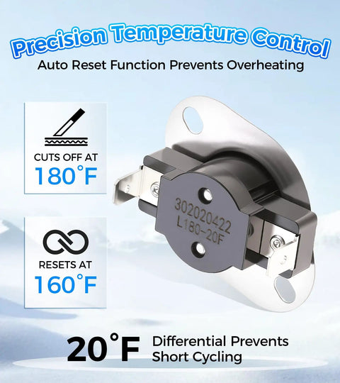 Heavy Duty Auto Reset Limit Switch L180-20F Replaces 338096-701 For HVAC Furnace And Heat Pump Units A Solid No Hassle Upgrade That Keeps Your System Running Smooth Like Butter Any Day You Roll With It