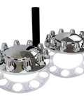 33mm Chrome Front Axle Wheel Covers For Semi Trucks ABS Plastic Hub Caps With Screw On Lug Nut Covers displayed on white surface