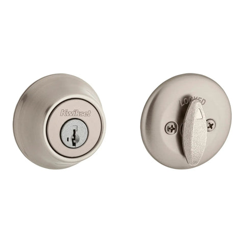 660 Series Single Cylinder Deadbolt Lock In Satin Nickel With SmartKey Rekey Security front and back view