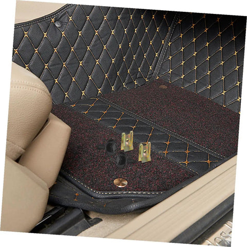 Premium U Nut And Screw Clip Kit With Black Zinc Hex Head Self Tapping Screws And Durable Metal U Clips on car floor mat.