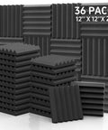 Heavy Duty Acoustic Foam Panels 36 Pack Sound Proof Wedges 12x12x2 high density foam stacked for sound damping in home studio