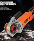 Rock Solid Heavy Duty Electric Pipe Threader Kit With Six Interchangeable Dies For Half Inch To Two Inch Lines with ergonomic design