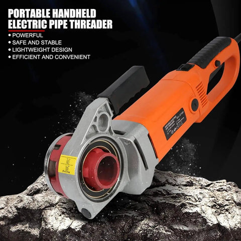 Rock Solid Heavy Duty Electric Pipe Threader Kit With Six Interchangeable Dies For Half Inch To Two Inch Lines with ergonomic design