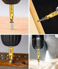 Five-Piece Double-Ended Screw Extractor And Drill Bit Set, 2mm To 14mm, Gold Titanium Coated in use on various materials