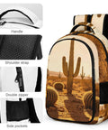 Golden Hour Arid Cactus Print Unisex Everyday Carry Backpack with durable double zipper and breathable shoulder straps