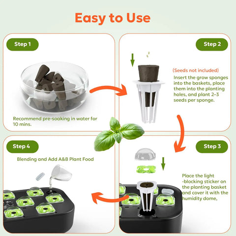 Grow Anything Hydroponic Seed Pod Kit For Indoor Herb Garden 50 Pieces With Sponges Baskets Germination Domes Plant Labels Stickers And A B Nutrient Plant Food For Easy Starter Seed Growing