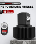 Close-up of Top Shelf 3/8 Inch Drive Ratchet Wrench head with 72-tooth design made from premium chrome vanadium steel.
