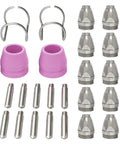 Plasma Cutter Torch Consumables Kit 24 Pcs For AG-60 AG-60P SG-55 WSD-60 Includes Nozzles.040 Inch Shield Cups Electrodes And Wire Spacer Guides Compatible With CUT55 And CUT55PRO