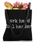 Work Hard Foil Harder Wing Foil Wingsurfing Tote Bag For Wingboard Gear with groceries, black fabric, 16x16 size