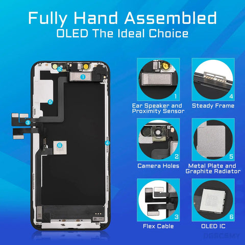 iPhone 11 Pro OLED Screen Replacement 5.8 Inch Full Assembly Digitizer Kit With Front Speaker Proximity Sensor 3D Touch