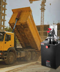 Beefed Up 12V DC Double Acting Hydraulic Power Unit For Dump Trailers, 20 Quart Steel Reservoir, 3200 PSI A Port, truck