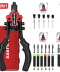 3 In 1 Do It All Rivet Nut Tool Kit For Quick Fixes, Hand Rivet Gun Plus Nut Tool And Reamer, Includes 60 Rivet Nuts