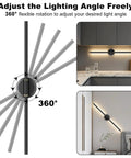 Premium Rechargeable LED Wall Sconces Set Of Two With Remote Control showing flexible 360° rotation and adjustable lighting angles.