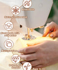 Sewing machine stitching Undyed 100 Percent Cotton Muslin Fabric By The Yard 63 Inch Wide Medium Weight Beige Calico For Sewing Projects
