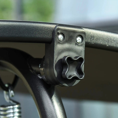 Close-up of adjustment knob on Three Person Outdoor Porch Swing With Stand And Tilt Canopy, Steel Frame Patio Swing