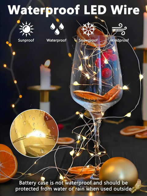 78Ft 240 LED Fairy Lights Battery Operated With Timer And Remote, Waterproof Twinkle Lights Wrapped Around Wine Glass