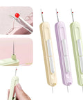 3 Pack 2 In 1 Needle Threader And Seam Ripper Tool Set Upgraded 2025 Plug In Design in green, purple, yellow