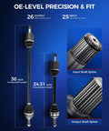 Premium Heavy Duty Front Driver And Passenger Side CV Axle Shaft Kit For Honda Civic 2006 Thru 2015 1.8L Automatic Transmission with dimensions.