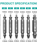 Damaged Screw Extractor Set 6 Pack For Stripped Screws And Rusty Bolts Easy Out Removal Tool with 4341 HSS bits shown