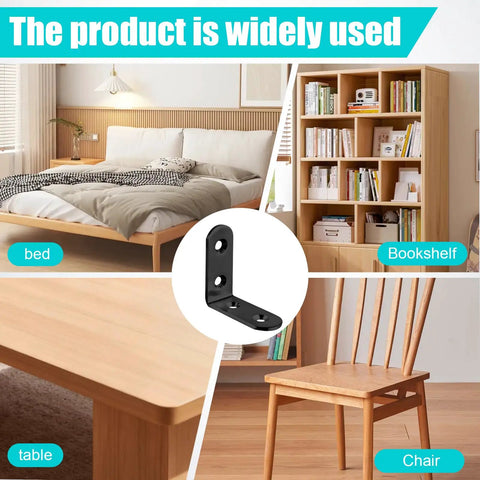 Beefy Heavy Duty L Shaped Corner Braces For Furniture Shelves Cabinets And Frames Black 80 Pack Durable Wood Support Brackets