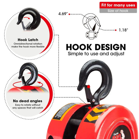 Top Shelf Manual Chain Block Hoist With Double Hook Setup And Precision Load Brakes Built Tough For Six Thousand Pound Lifting Jobs Around The Shop Without Breaking A Sweat hook design with flexible omnidirectional latch
