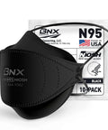 N95 Mask Black Particulate Respirator Over-The-Head Headband Fit NIOSH Certified 95 Percent Protection Made In USA Tri-Fold Cup And Fish Style