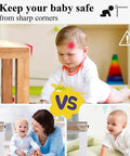Baby Proofing Game Changer 16 Pack Clear Corner Protectors seen preventing baby injuries from sharp furniture edges.